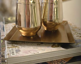 Handmade Pure Bronze Tumbler Glasses, 8th & 19th Wedding Anniversary Gift, Luxury Bronze Set of Tumbler Glasses (set of 2).