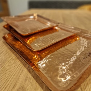 Handmade Pure Copper Square Tray, serving tray, decorative copper tray, large copper tray