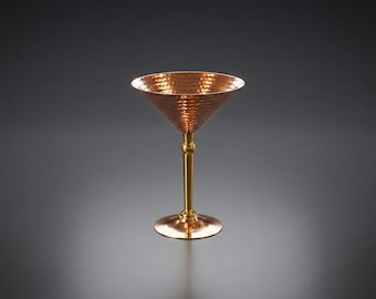 Copas de Martini de cobre puro hechas a mano (juego de 2 piezas) – Regalo de bar