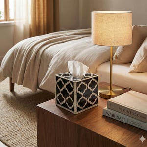 Handmade Bone Inlay Tissue Box – Decorative Home Accent
