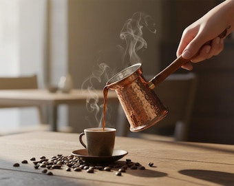Cafetera turca de cobre martillado – Estilo árabe, hecha a mano