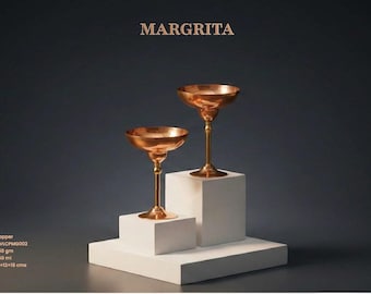 Copas de margarita de cobre hechas a mano – Juego de 2, tallo de latón