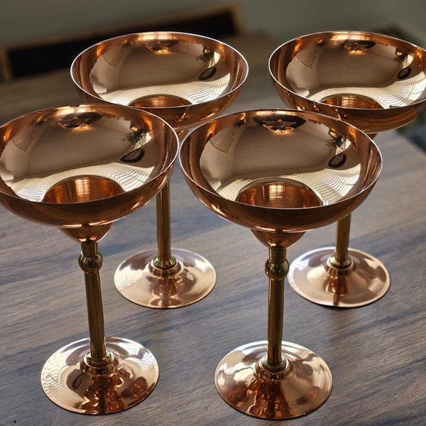 Handmade Pure Copper Margarita Glasses (set of 2), 7th Wedding Anniversary Gift, Birthday Gift, Valentine's gift.