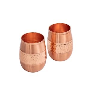 Handmade Pure Copper Vintage Style Glasses (set of 2), Tumbler Glasses, 7th Wedding Anniversary Gift, Birthday Gift, Valentine's Gift