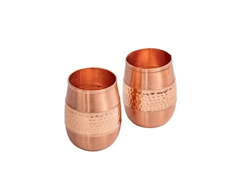 Handmade Pure Copper Vintage Style Glasses (set of 2), Tumbler Glasses, 7th Wedding Anniversary Gift, Birthday Gift, Valentine&#39;s Gift