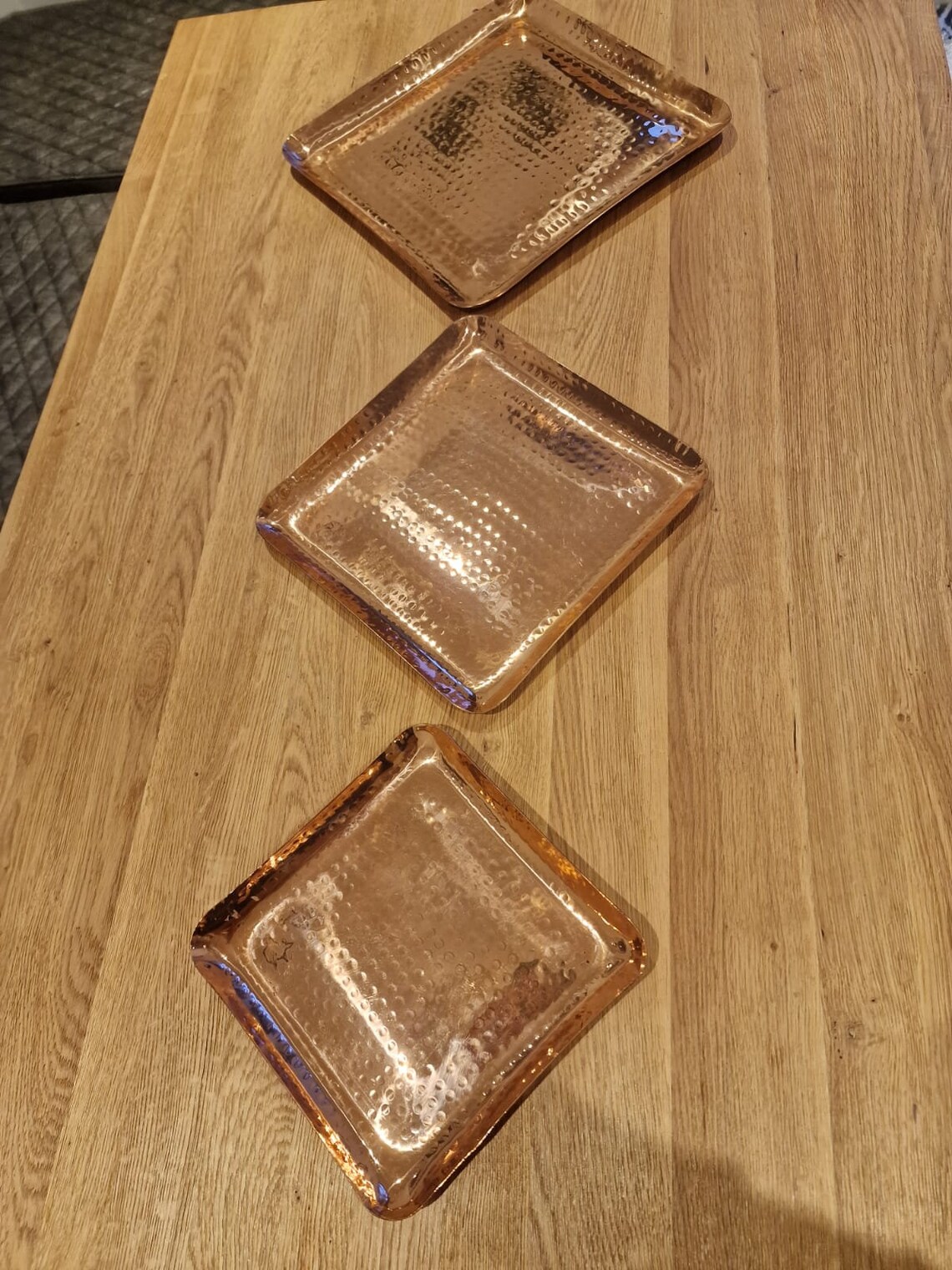 Handmade Pure Copper Square Tray, Serving Tray, Decorative Copper Tray, Large Copper Tray Etsy