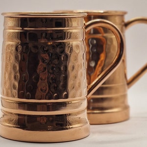 Handmade Beer Copper Mugs (Set of 2), 7th Wedding Anniversary Gift, Birthday Gift, Valentine&#39;s Gift.