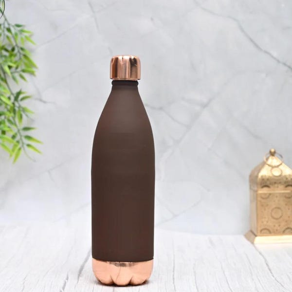 Velvet Brown Copper Drinking Bottle – Handcrafted, Pure Copper