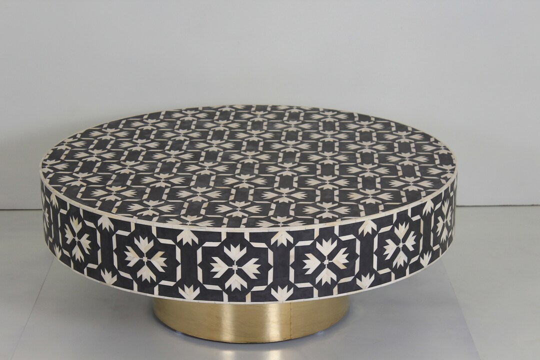 Bone Inlay Circular Table Buy BONE INLAY TABLE, Round Coffee Table, Round Bone Inlay Centre Table ...