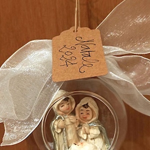 Pallina per l'albero di Natale con presepe o per la casa, pallina di vetro con Natività - pezzo unico