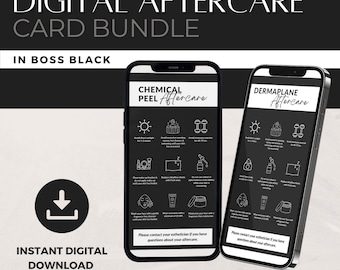 Digital Aftercare Card Bundle | PNG Images for Estheticians | Textable Aftercare Card Bundle in Boss Black