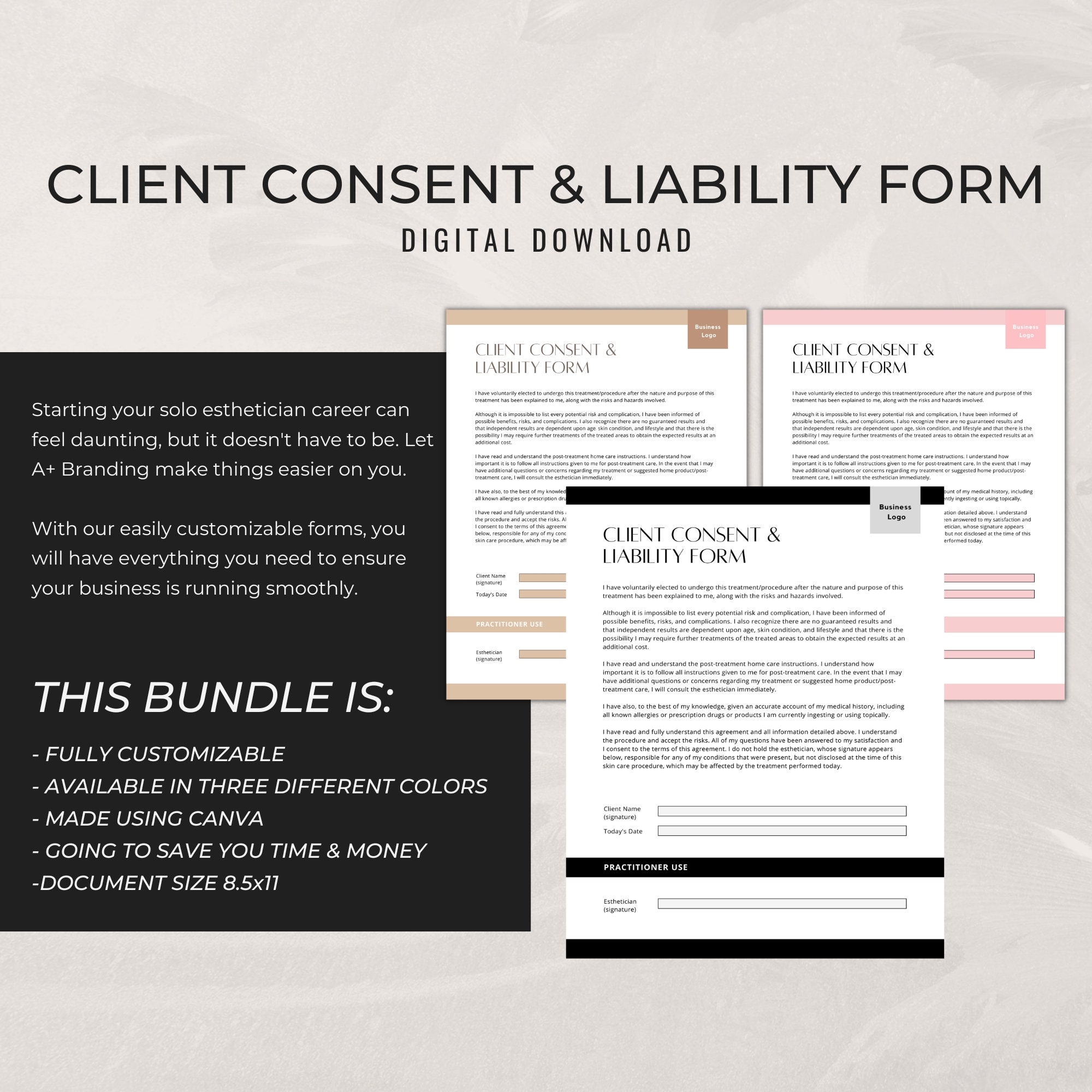 Client Consent and Liability Form | Esthetician Consent Forms | Digital ...