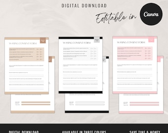 Waxing Consent Form | Esthetician Consent Forms | Digital Download | Esthetician Templates | Business Marketing