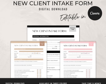 New Client Intake Consent Form | Esthetician Consent Forms | Digital Download | Esthetician Canva Templates