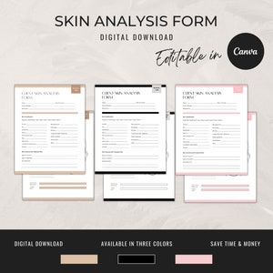 Skin Analysis Form | Esthetician Consent Forms | Digital Download | Esthetician Templates | Business Marketing