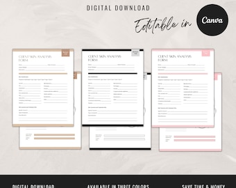 Skin Analysis Form | Esthetician Consent Forms | Digital Download | Esthetician Templates | Business Marketing