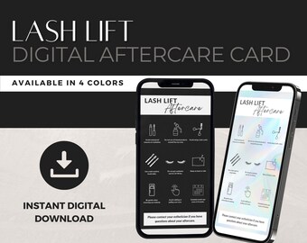 Lash Lift Digital Aftercare Card | PNG Images for Estheticians | Textable Aftercare Card Bundle