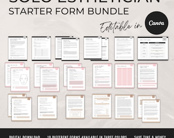 Solo Esthetician Consent Forms Starter Bundle Pack | 18-Page Digital Downloads | Esthetician Template Printable Consent Forms