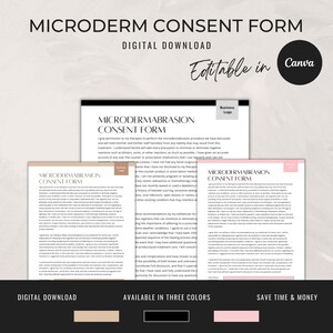 Microdermabrasion | Esthetician Consent Forms | Digital Download | Esthetician Templates | Business Marketing