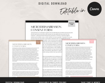 Microdermabrasion | Esthetician Consent Forms | Digital Download | Esthetician Templates | Business Marketing
