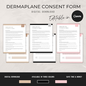 Dermaplane Consent Form | Esthetician Consent Forms | Digital Download | Esthetician Templates | Business Marketing