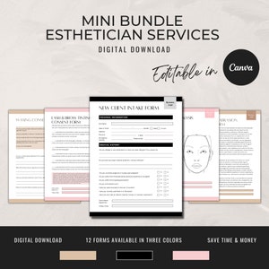 Mini Esthetician Service Bundle | Esthetician Canva Templates | Digital Download | Esthetician consent forms