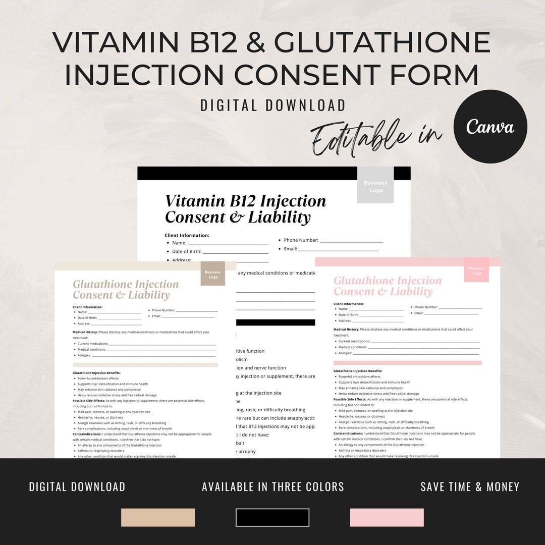 glutathione shortness of breath Aesthetic Nurse Consent Form | Vitamin B12 Injection | Glutathione  Injection | RN Templates | Beauty Business Marketing
