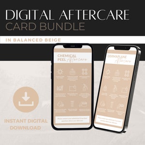 Digital Aftercare Card Bundle | PNG Images for Estheticians | Textable Aftercare Card Bundle in Balanced Beige