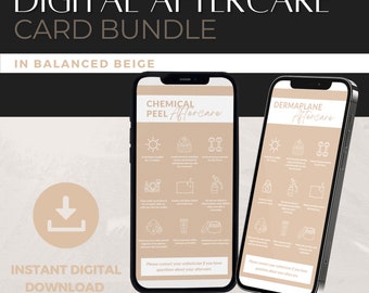 Digital Aftercare Card Bundle | PNG Images for Estheticians | Textable Aftercare Card Bundle in Balanced Beige