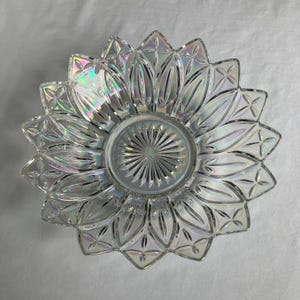 Bol en verre vintage pétale starburst en verre fédéral irisé de collection en verre de carnaval