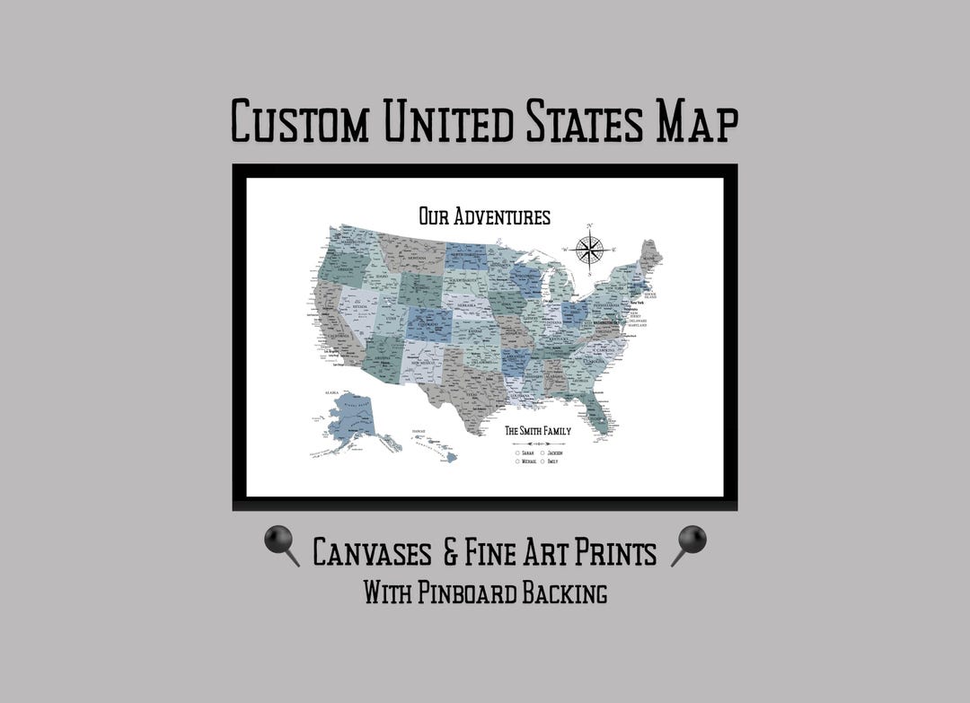 Personalized Push Pin Travel Map of the United States – Custom US ...