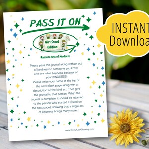 Girl Scout 20+ pages KINDNESS JOURNAL ~ Digital Download ~ Random Acts of Kindness Printable ~ Create chains of KINDNESS with your Troop!