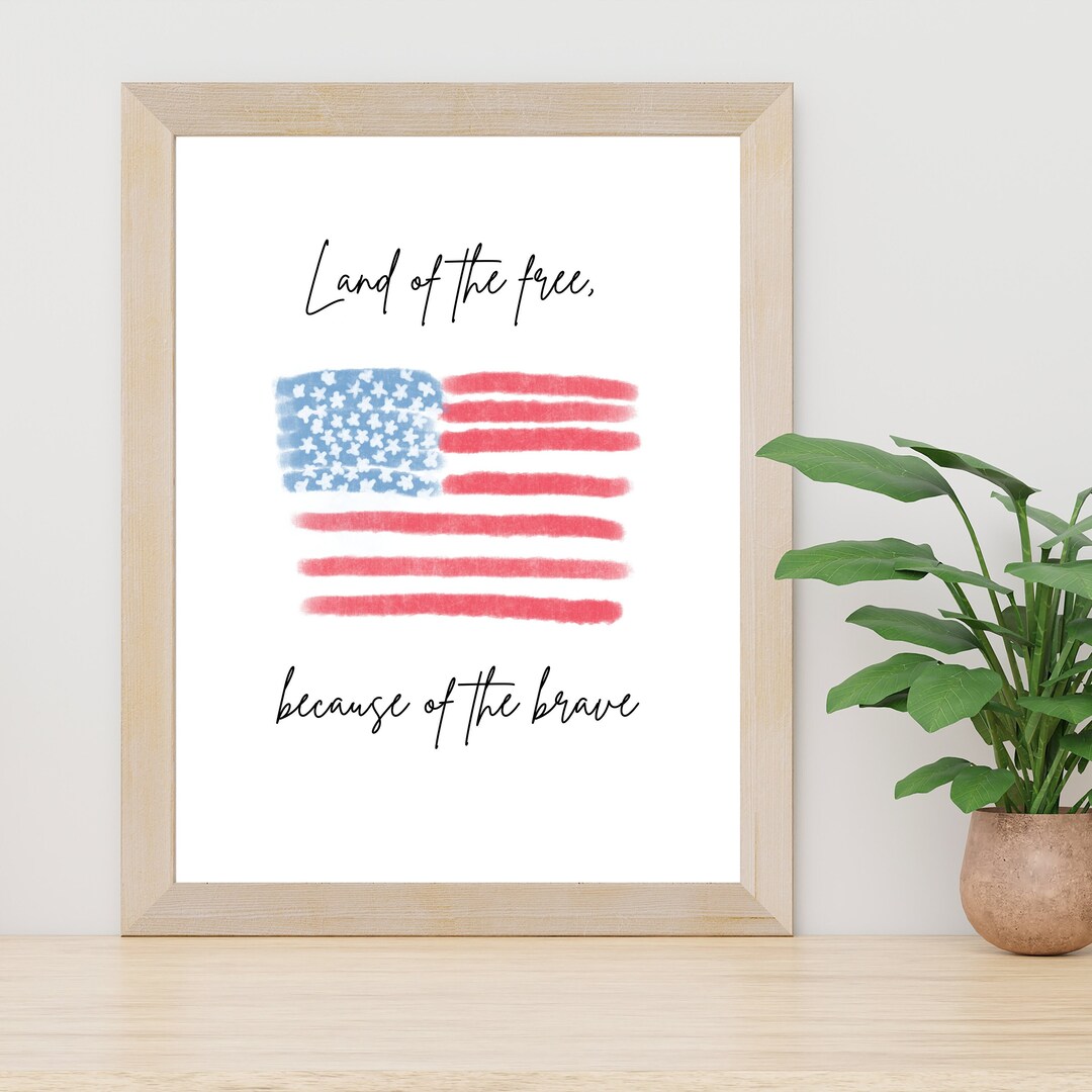 4th of July Printable, Watercolor Flag Printable Art, Fourth of July ...