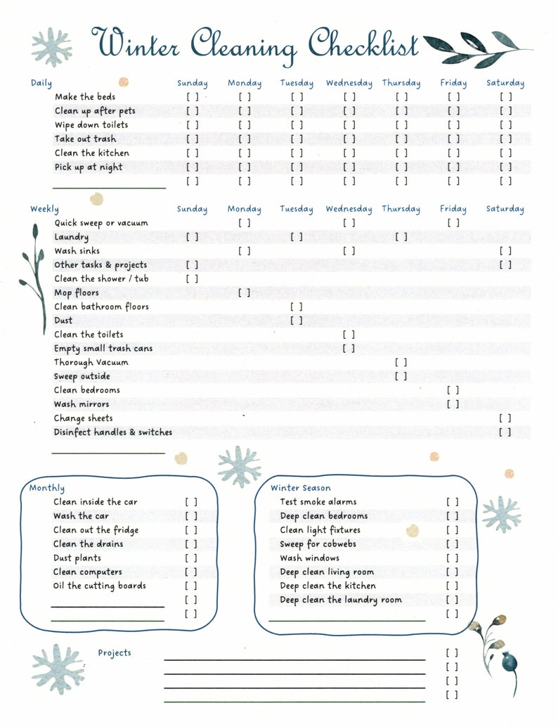 Home Cleaning Schedule Dry Erase Checklist Etsy
