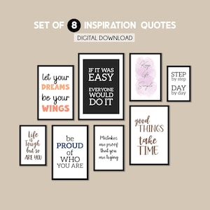 Positive Affirmations, Set of 8 prints,  Motivational messages, teenager bedroom print, Motivational office prints, Unique gift for him