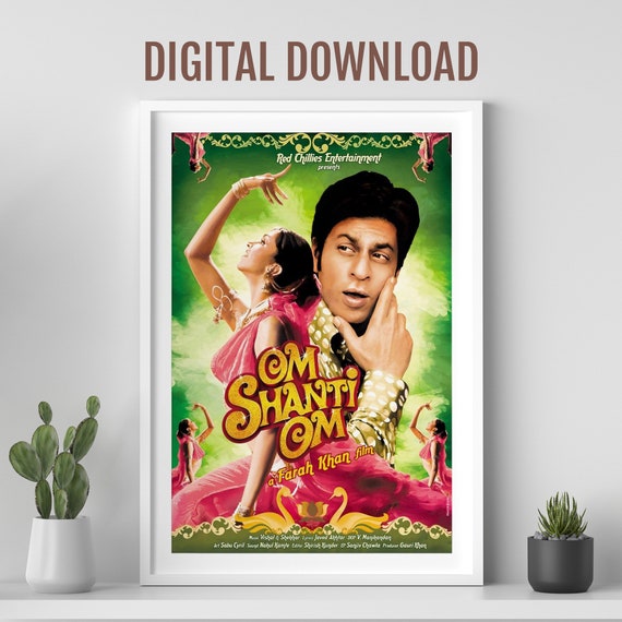 Om Shanti Om Movie Poster Desi Wall Art Bollywood Movie Poster Retro Bollywood Poster Indian Film Poster Shahrukh Khan Movie SRK Etsy