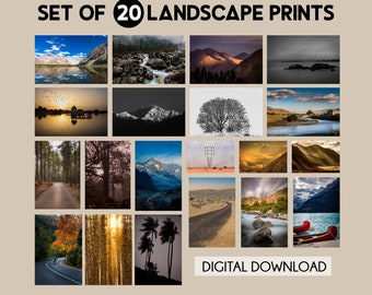 Landscape wall art, Set of 20 prints, Landscape photography, landscape wall art digital download, landscape art print, Eclectic wall art