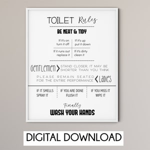 Bathroom wall decor, Bathroom wall art, Bathroom prints, bathroom sign, modern bathroom decor, Digital download, Gift for him, wall prints