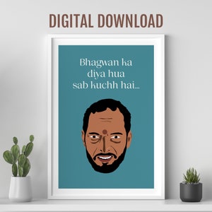 Nana Patekar poster, Welcome movie, Unique gift for him, Desi Wall art, Bollywood movie poster, Indian film poster, Funny dialogues