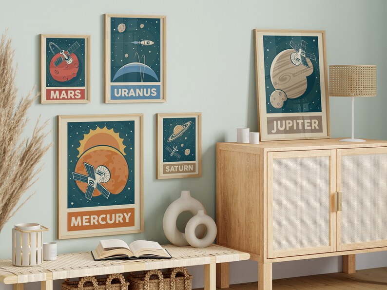 Gift Poster Set of 9 Planets for Teenager, Space Wall Art, Solar System ...
