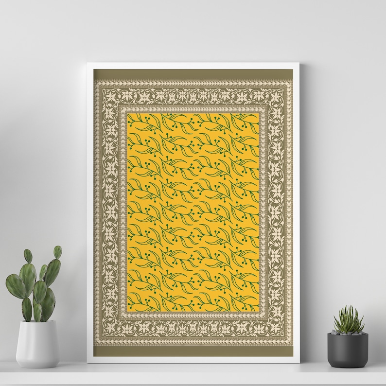Set of 4 Colourful Indian floral art, Living room decor, Mughal art prints, Gallery wall set, Indian painting, Boho wall art printable image 7