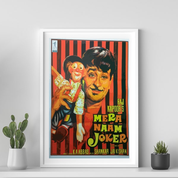 Mera Naam Joker Filmplakat, Desi Wandkunst, Bollywood Filmplakat, Retro Bollywood Plakat, indisches Filmplakat, Raj Kapoor Film