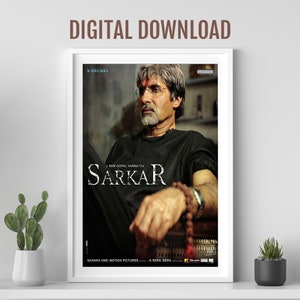 Sarkar Filmplakat, Desi Wandkunst, Bollywood Filmplakat, Retro Bollywood Plakat, indisches Filmplakat, Amitabh Bachchan, Abhishek Bachchan