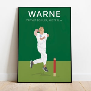 Shane Warne Cricket poster, Australian sports decor, Gift for cricket lover, Pop art poster, Australian retro poster, Aussie cricketer