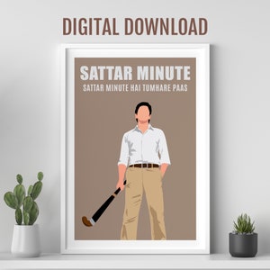 Diálogo de la película Sattar Minute Chak De India, Sattar Minute hai tumhare paas, Desi Wall art, cartel de la película de Bollywood, cartel de la película india, SRK