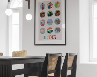 I Love India Collage Poster, Desi Indian Wall Art, Gift for Indian