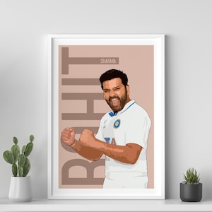 Rohit Sharma Cricket poster, Indiase sport decor, Cadeau voor cricket liefhebber, Pop art poster, Celebrity poster, India Cricket speler