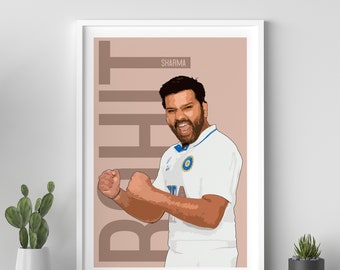 Rohit Sharma Cricket-Plakat, indische Sportdekor, Geschenk für Cricket-Liebhaber, Pop-Art-Plakat, Promiplakat, Indien-Cricketspieler