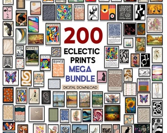 200 Eclectic MEGA BUNDLE Gallery wall set, Gallery wall collage, Printable eclectic wall art, Maximalist home decor, maximalist print,
