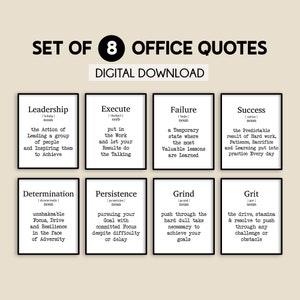Modern office wall art, Set of 8 prints, Inspirational Leadership artwork, Office prints,  Home office decor, Motivational leadership quotes